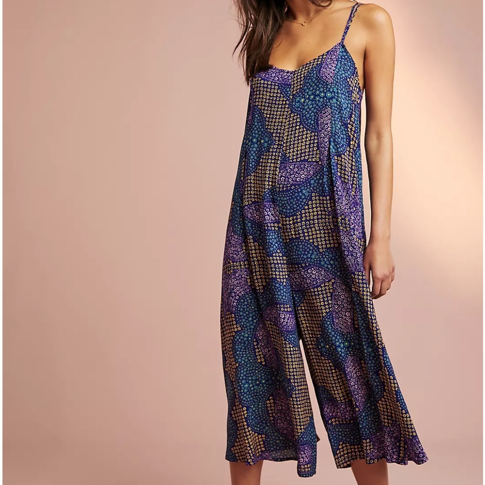 Floreat Blue and Purple Patterned Jumpsuit